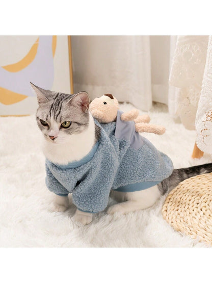 ملابس القطط -للشتاء- ملحقات للحيوانات الأليفة المذكورة جنسيتها، مواد مانعة لتساقط الشعر، تصميم فضي متدرج، تدفئة القطط والقطط الصغيرة