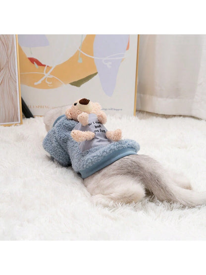 ملابس القطط -للشتاء- ملحقات للحيوانات الأليفة المذكورة جنسيتها، مواد مانعة لتساقط الشعر، تصميم فضي متدرج، تدفئة القطط والقطط الصغيرة