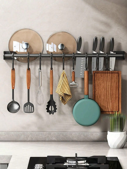 حامل أدوات المطبخ للتركيب على الحائط 1/2 قطعة، عصري، مزود بقضيب جداري، خطاف تخزين، قابل للتحريك، معلق قابل للتعليق، معلق الملعقة، حامل أدواتالمطبخ، منظم حامل تخزين معدات المطبخ، ملحقات المطبخ