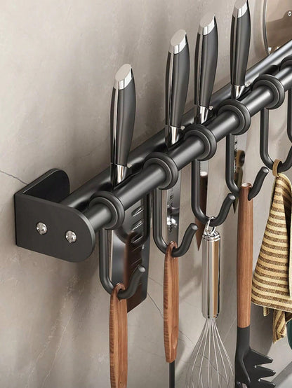 حامل أدوات المطبخ للتركيب على الحائط 1/2 قطعة، عصري، مزود بقضيب جداري، خطاف تخزين، قابل للتحريك، معلق قابل للتعليق، معلق الملعقة، حامل أدواتالمطبخ، منظم حامل تخزين معدات المطبخ، ملحقات المطبخ