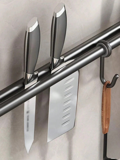 حامل أدوات المطبخ للتركيب على الحائط 1/2 قطعة، عصري، مزود بقضيب جداري، خطاف تخزين، قابل للتحريك، معلق قابل للتعليق، معلق الملعقة، حامل أدواتالمطبخ، منظم حامل تخزين معدات المطبخ، ملحقات المطبخ