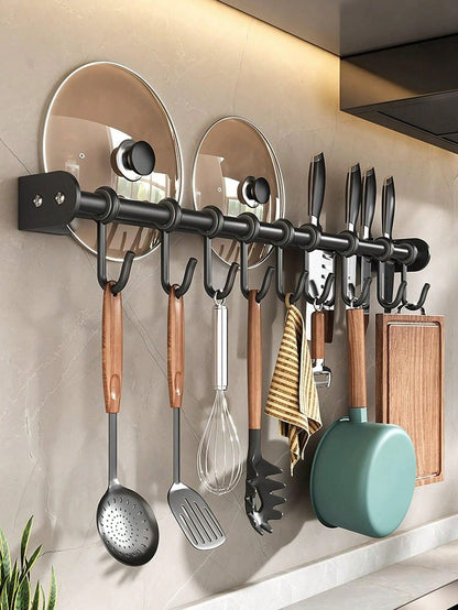حامل أدوات المطبخ للتركيب على الحائط 1/2 قطعة، عصري، مزود بقضيب جداري، خطاف تخزين، قابل للتحريك، معلق قابل للتعليق، معلق الملعقة، حامل أدواتالمطبخ، منظم حامل تخزين معدات المطبخ، ملحقات المطبخ