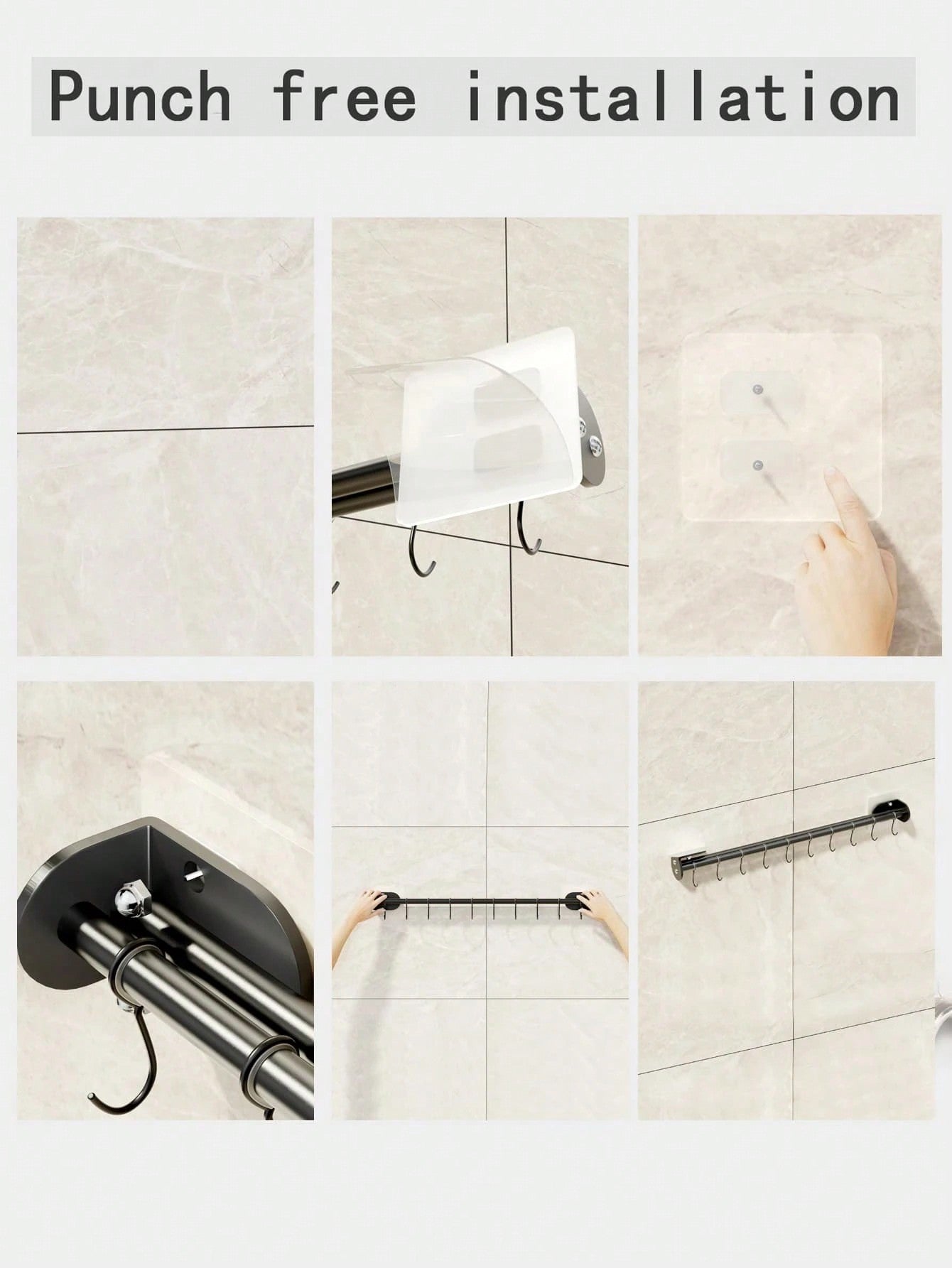 حامل أدوات المطبخ للتركيب على الحائط 1/2 قطعة، عصري، مزود بقضيب جداري، خطاف تخزين، قابل للتحريك، معلق قابل للتعليق، معلق الملعقة، حامل أدواتالمطبخ، منظم حامل تخزين معدات المطبخ، ملحقات المطبخ