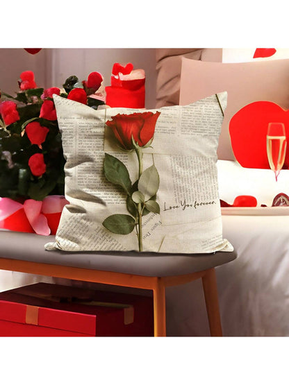 قطعة واحدة من غطاء وسادة من الكتان من جانب واحد بنمط الورد،