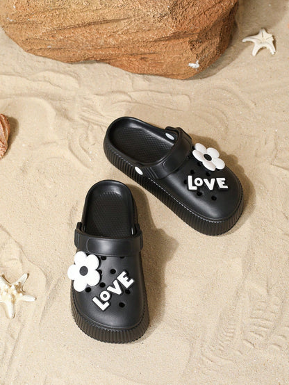 نعل شبشب نسائية بإطلالة مفتوحة على الأصابع و كعب سميك ، عصرية ، مريحة ، لا تنزلق ، مناسبة للشاطئ و الأنشطة الخارجية ، مصنوعة من إيفا