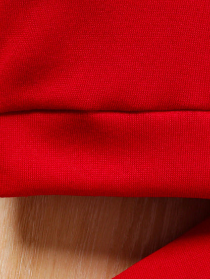 سترة بقلنسوة وبنطلون رياضي بغطاء رأس للفتيات مكون من قطعتين مع طباعة القلوب والحروف.