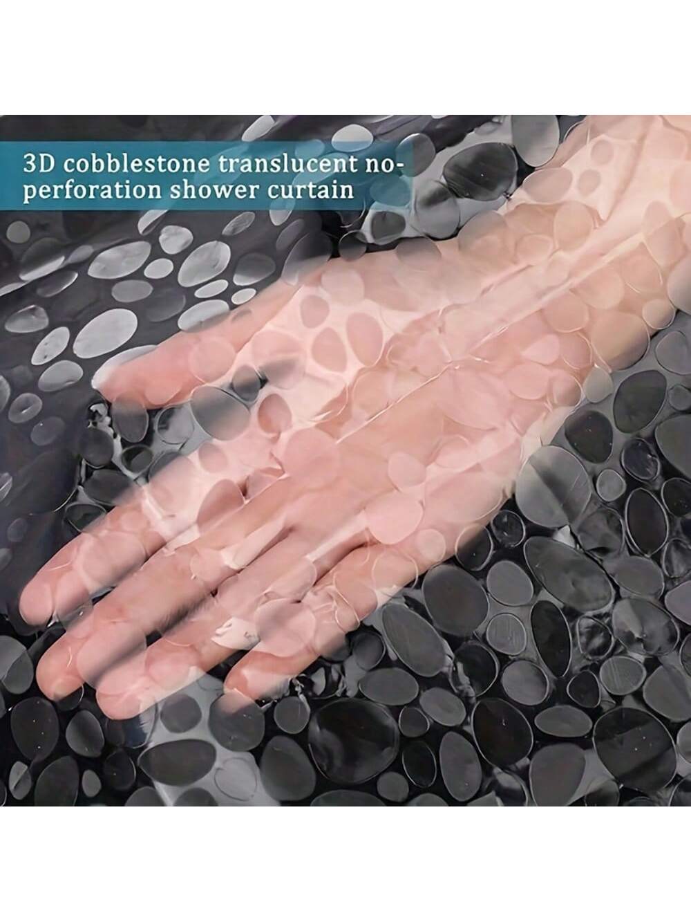 قطعة واحدة ستائر دش من إي فى إيه بملمس حصوي مقاوم للماء وخالي من الروائح الكريهة، شفافة للحمام، بدون خطافات