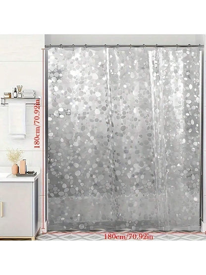قطعة واحدة ستائر دش من إي فى إيه بملمس حصوي مقاوم للماء وخالي من الروائح الكريهة، شفافة للحمام، بدون خطافات