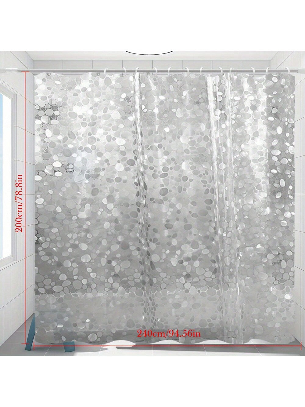 قطعة واحدة ستائر دش من إي فى إيه بملمس حصوي مقاوم للماء وخالي من الروائح الكريهة، شفافة للحمام، بدون خطافات