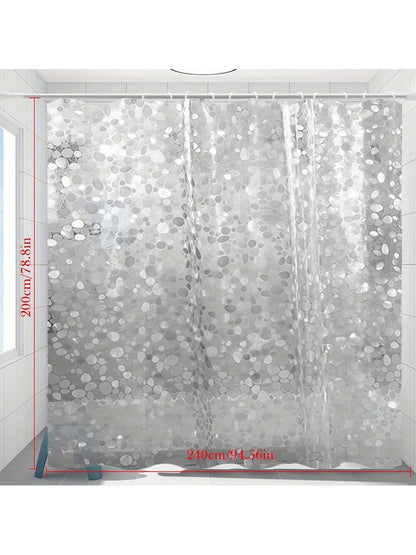 قطعة واحدة ستائر دش من إي فى إيه بملمس حصوي مقاوم للماء وخالي من الروائح الكريهة، شفافة للحمام، بدون خطافات