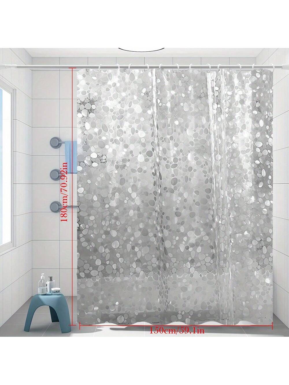 قطعة واحدة ستائر دش من إي فى إيه بملمس حصوي مقاوم للماء وخالي من الروائح الكريهة، شفافة للحمام، بدون خطافات