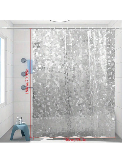 قطعة واحدة ستائر دش من إي فى إيه بملمس حصوي مقاوم للماء وخالي من الروائح الكريهة، شفافة للحمام، بدون خطافات