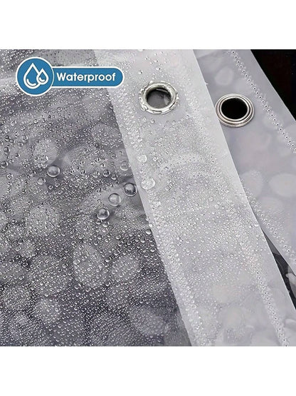 قطعة واحدة ستائر دش من إي فى إيه بملمس حصوي مقاوم للماء وخالي من الروائح الكريهة، شفافة للحمام، بدون خطافات