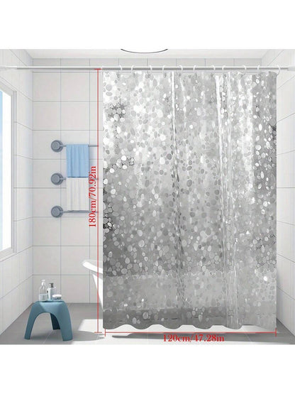 قطعة واحدة ستائر دش من إي فى إيه بملمس حصوي مقاوم للماء وخالي من الروائح الكريهة، شفافة للحمام، بدون خطافات