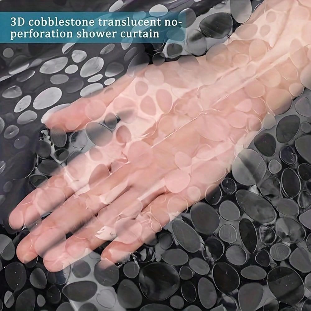 قطعة واحدة ستائر دش من إي فى إيه بملمس حصوي مقاوم للماء وخالي من الروائح الكريهة، شفافة للحمام، بدون خطافات