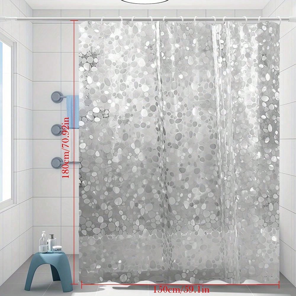 قطعة واحدة ستائر دش من إي فى إيه بملمس حصوي مقاوم للماء وخالي من الروائح الكريهة، شفافة للحمام، بدون خطافات
