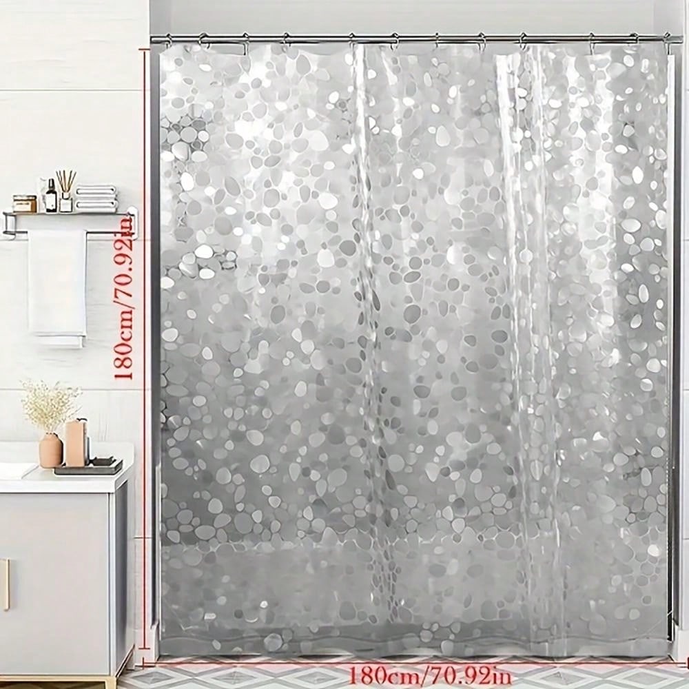 قطعة واحدة ستائر دش من إي فى إيه بملمس حصوي مقاوم للماء وخالي من الروائح الكريهة، شفافة للحمام، بدون خطافات