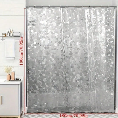 قطعة واحدة ستائر دش من إي فى إيه بملمس حصوي مقاوم للماء وخالي من الروائح الكريهة، شفافة للحمام، بدون خطافات