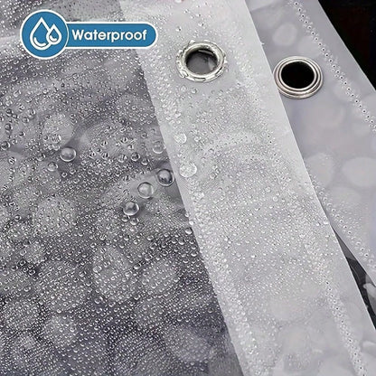 قطعة واحدة ستائر دش من إي فى إيه بملمس حصوي مقاوم للماء وخالي من الروائح الكريهة، شفافة للحمام، بدون خطافات