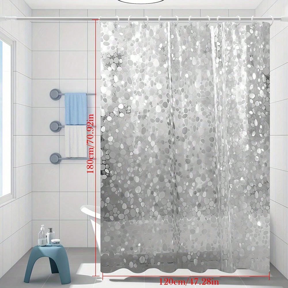 قطعة واحدة ستائر دش من إي فى إيه بملمس حصوي مقاوم للماء وخالي من الروائح الكريهة، شفافة للحمام، بدون خطافات