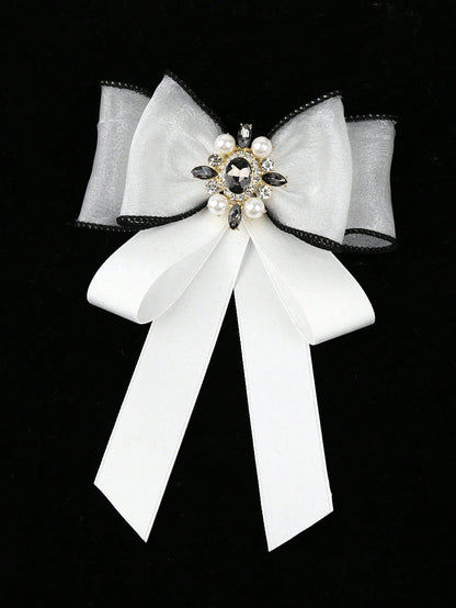 زينة عقدة أنيقة للنساء باللؤلؤ الصناعي المتلألئ والراين، مناسبة للارتداء اليومي والخروجات وتزيين الحفلات