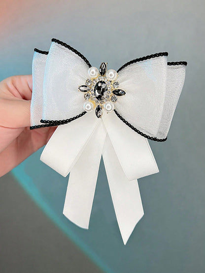 زينة عقدة أنيقة للنساء باللؤلؤ الصناعي المتلألئ والراين، مناسبة للارتداء اليومي والخروجات وتزيين الحفلات