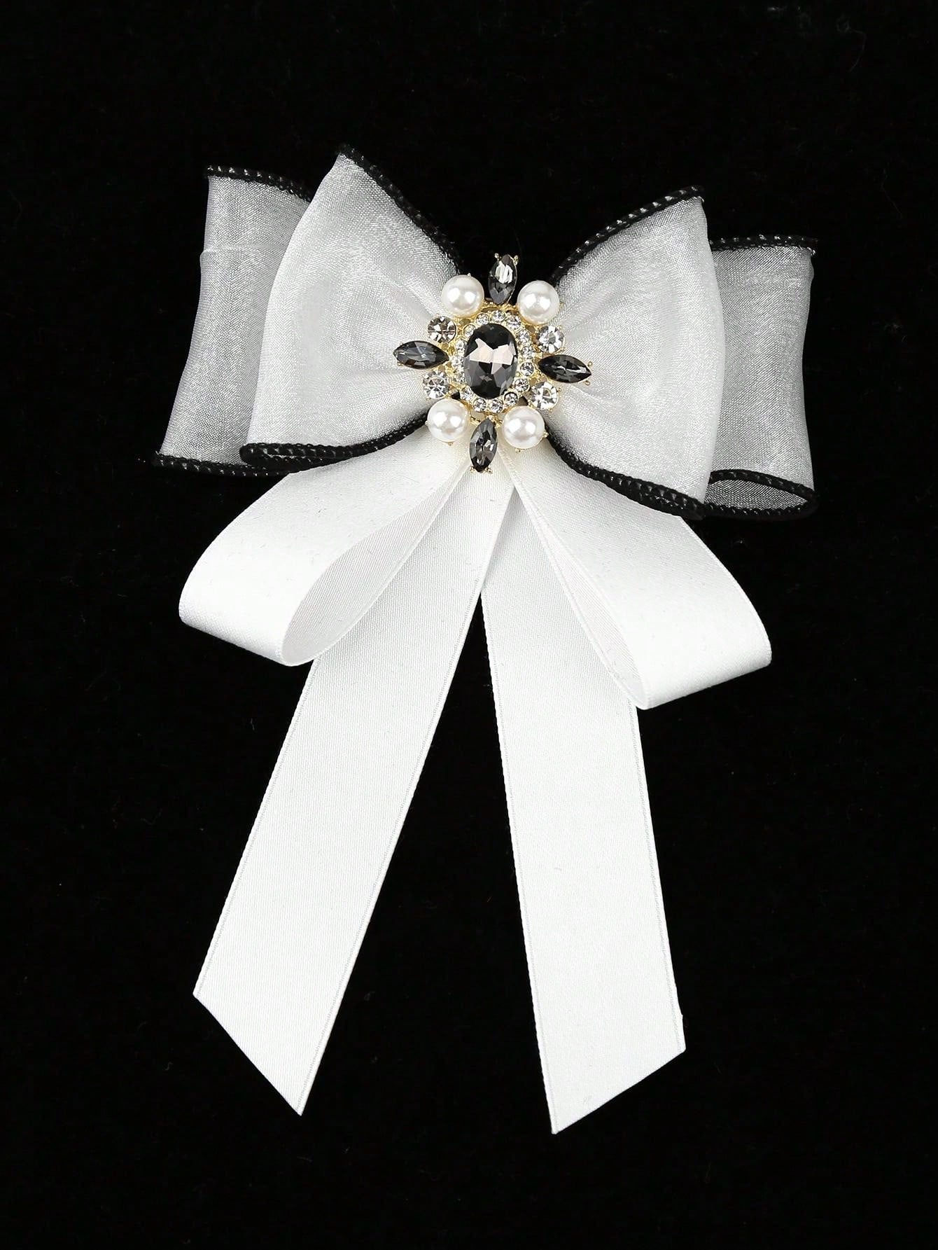 زينة عقدة أنيقة للنساء باللؤلؤ الصناعي المتلألئ والراين، مناسبة للارتداء اليومي والخروجات وتزيين الحفلات