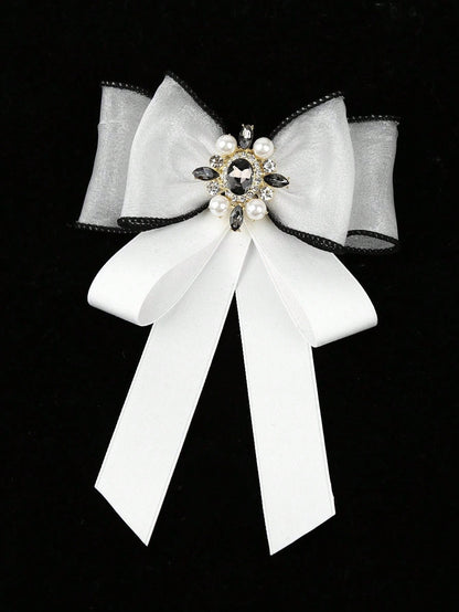 زينة عقدة أنيقة للنساء باللؤلؤ الصناعي المتلألئ والراين، مناسبة للارتداء اليومي والخروجات وتزيين الحفلات