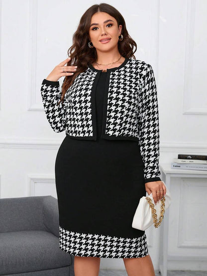 طقم سترة وفستان نسائي مقاس كبير