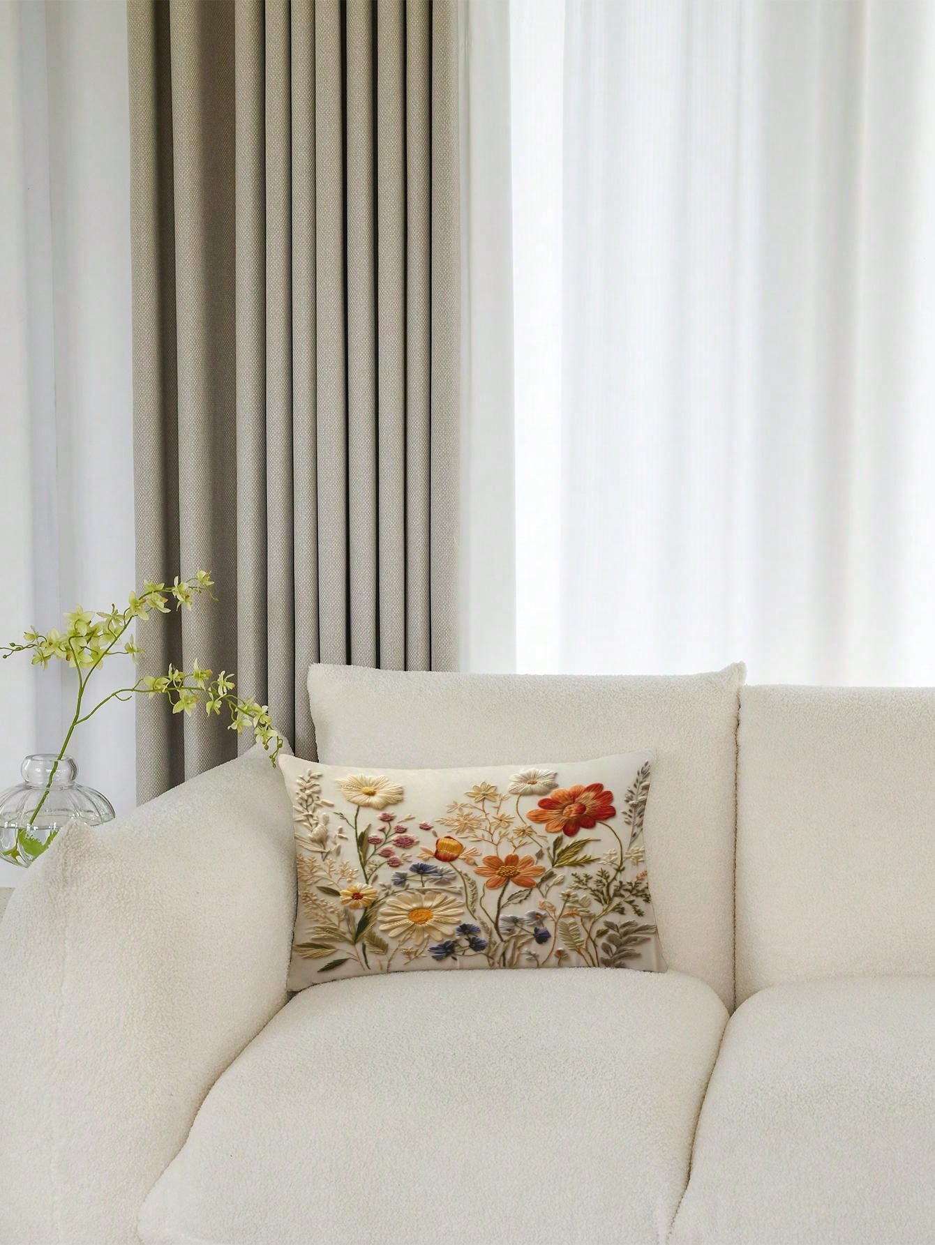 غطاء وسادة بنمط زهري