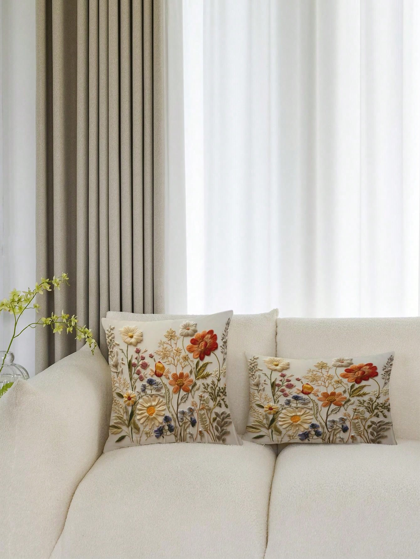 غطاء وسادة بنمط زهري