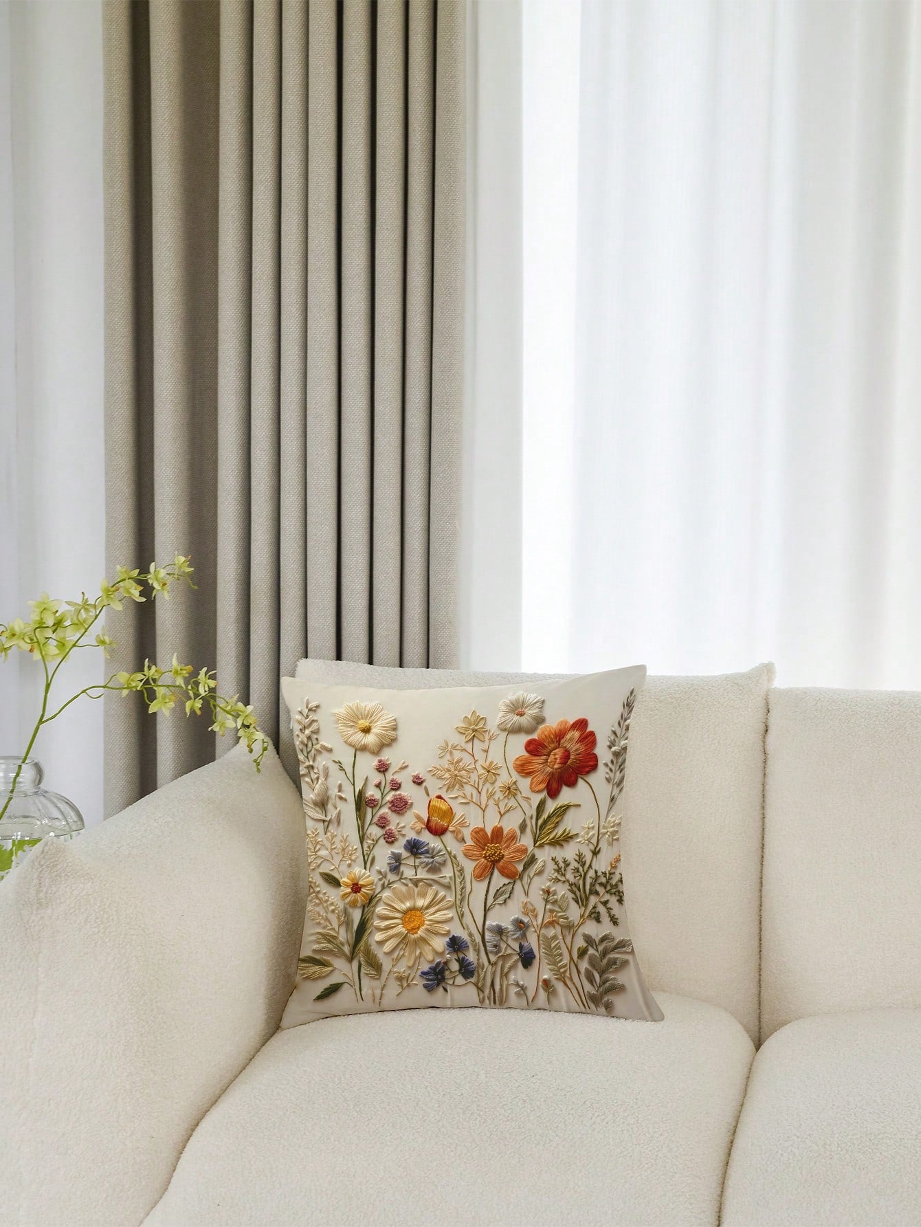 غطاء وسادة بنمط زهري