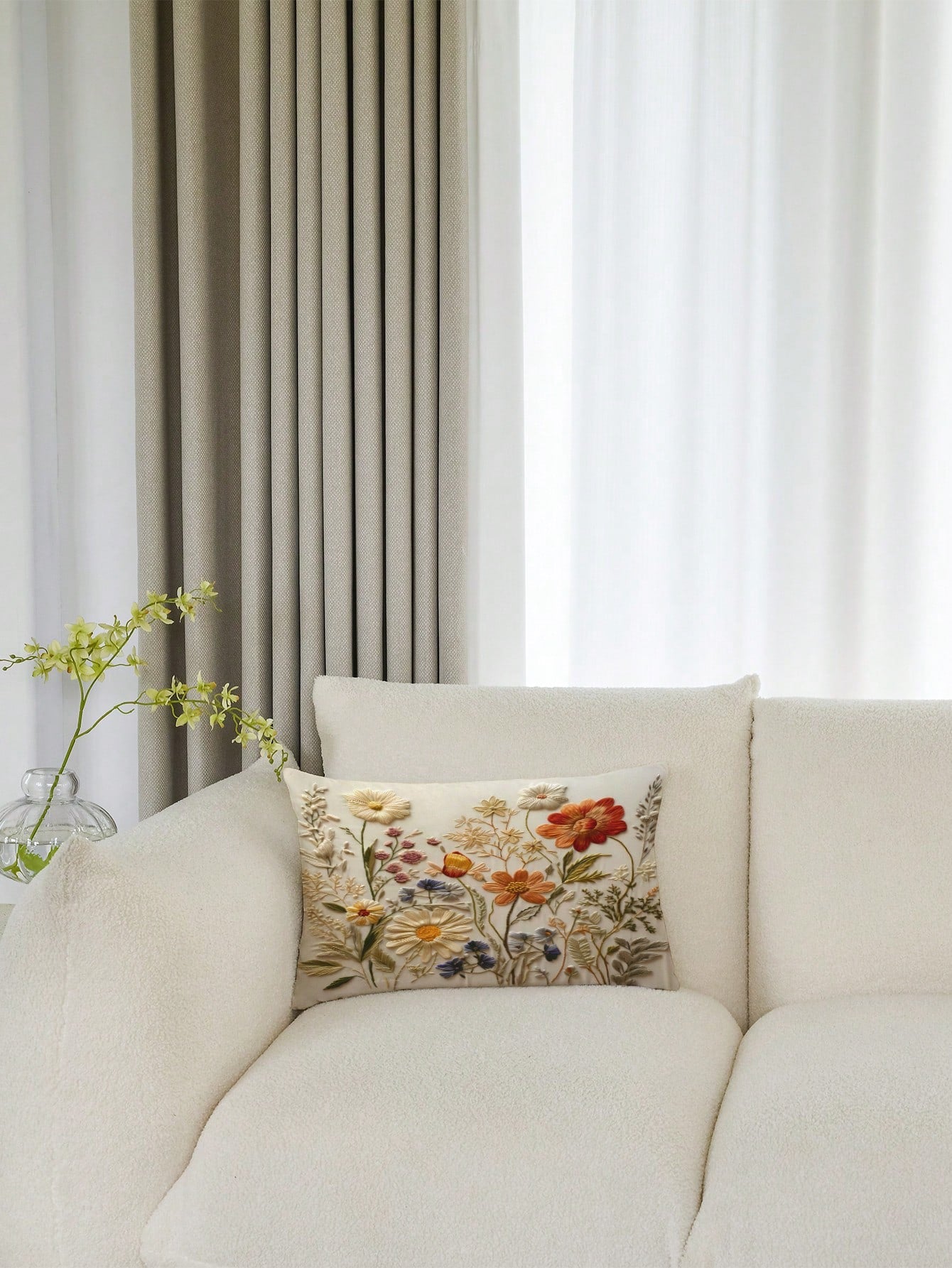 غطاء وسادة بنمط زهري