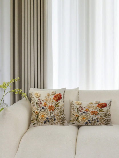 غطاء وسادة بنمط زهري