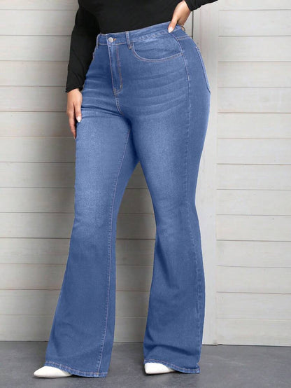 جينز واسع وقابل للتمدد للنساء مقاس كبير