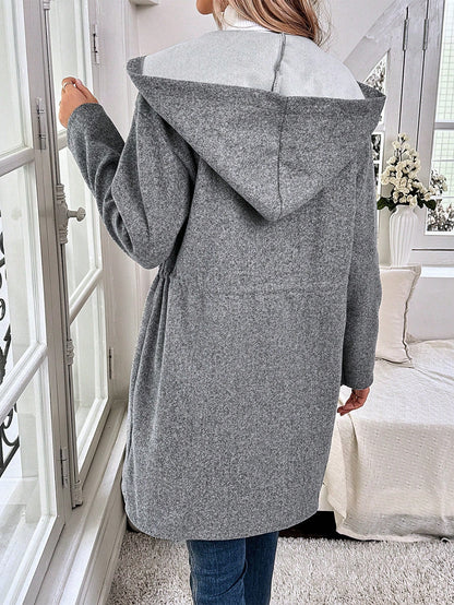 سترة صوفية نسائية ذات غطاء رأس وخصر برباط