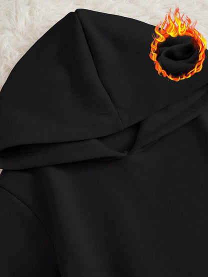 سويت شيرت بقلنسوة وطباعة شعار وبطانة مبطنة