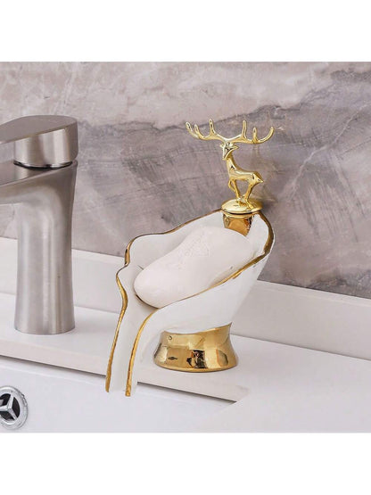 موزع صابون على شكل ورقة، صينية صابون حمام على الرف العلوي، سلة الاستحمام، حامل الصابون، صينية صابون سيراميك لتزيين المنزل.