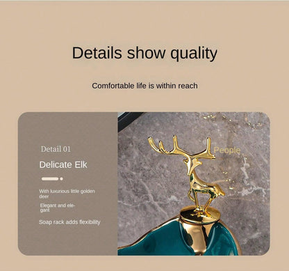 موزع صابون على شكل ورقة، صينية صابون حمام على الرف العلوي، سلة الاستحمام، حامل الصابون، صينية صابون سيراميك لتزيين المنزل.