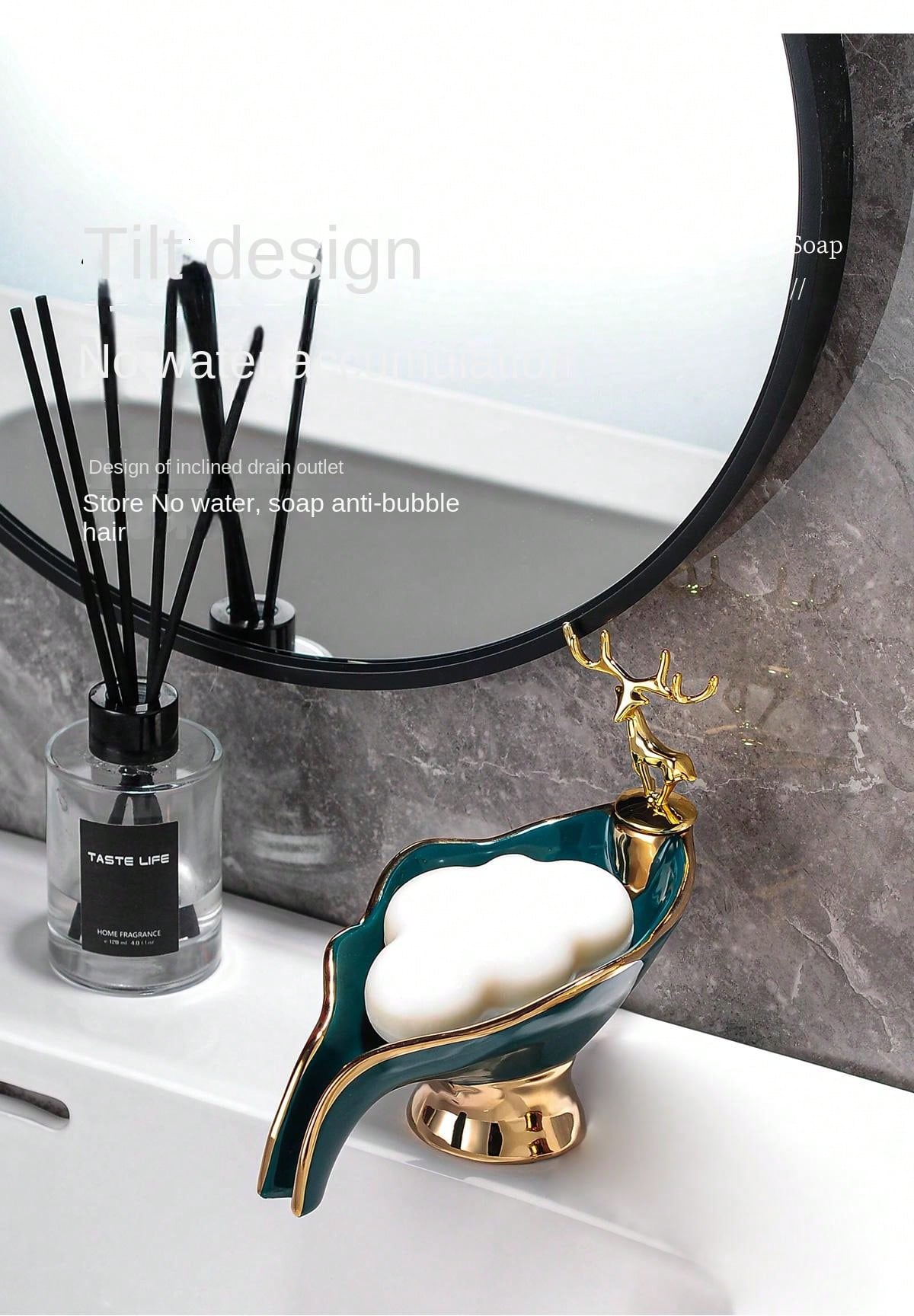 موزع صابون على شكل ورقة، صينية صابون حمام على الرف العلوي، سلة الاستحمام، حامل الصابون، صينية صابون سيراميك لتزيين المنزل.