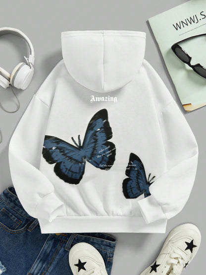 هودي كاجوال مطبوعة مع أكمام طويلة