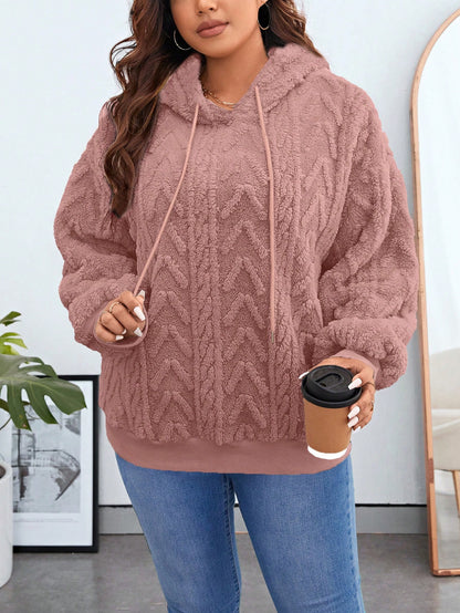 سويت شيرت من الصوف بغطاء للرأس بلون سادة ومقاس كبير