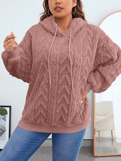 سويت شيرت من الصوف بغطاء للرأس بلون سادة ومقاس كبير