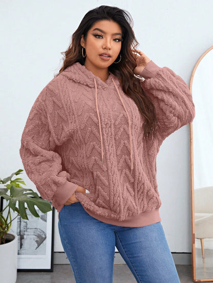 سويت شيرت من الصوف بغطاء للرأس بلون سادة ومقاس كبير