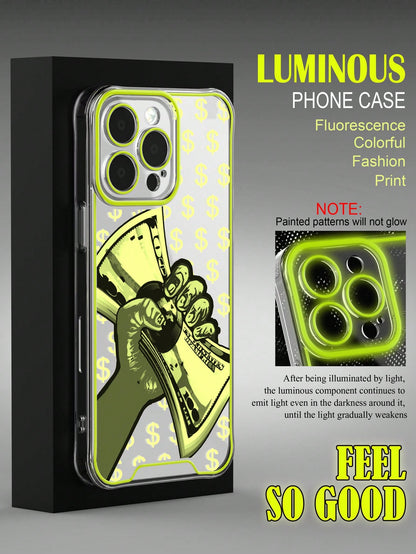 قطعة واحدة من جراب Tpu المضيء عالي الشفافية مع نمط عصري مطبوع، متوافق مع Iphone 11/11 Promax/12/12 Promax/13/13 Promax/14/14 Promax/15/15 Promax/15 Plus/15 Pro