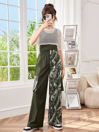 مجموعة مكونة من قطعتين وبنطلون ثلاثي لفتاة مراهقة