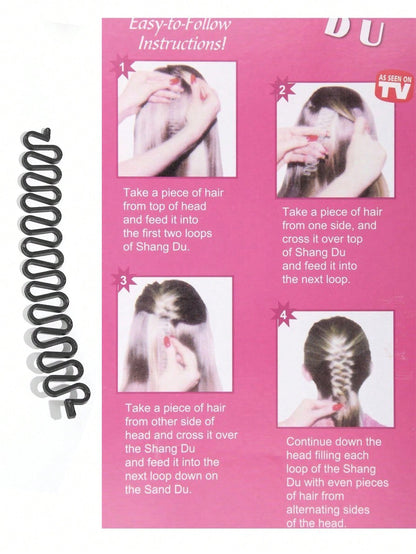 مجموعة أدوات تصفيف الشعر الكسولة مكونة من 3 قطع (3 ضفائر مختلفة) لضفائر هيكل السمكة واللف الفرنسي وضفائر الشلال وما إلى ذلك