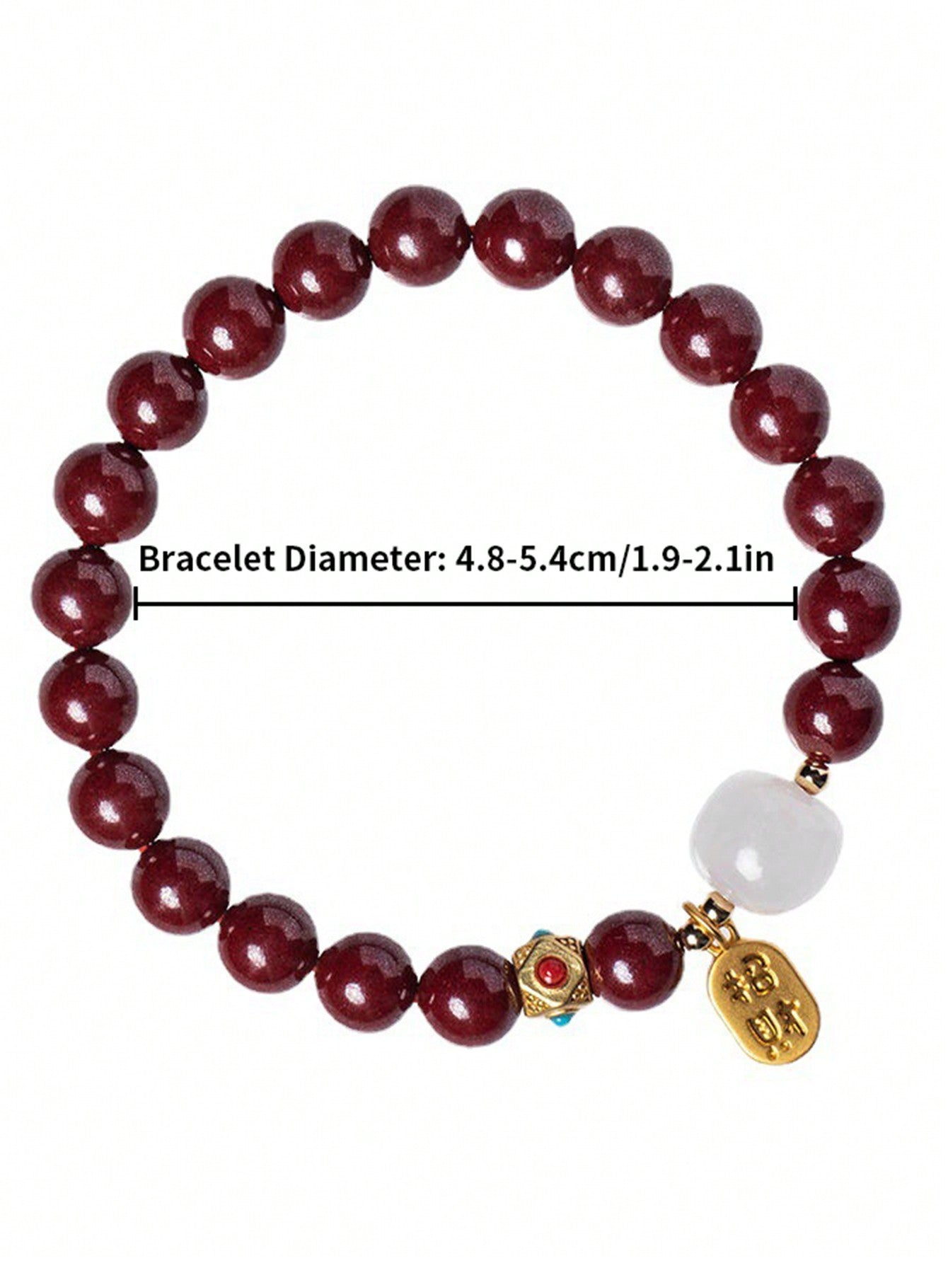 سوار الخرز مع معلق تقليدي أحمر بنمط صيني 'na Fu' قطعة واحدة ، هدية محظوظة للزوجين في المهرجان