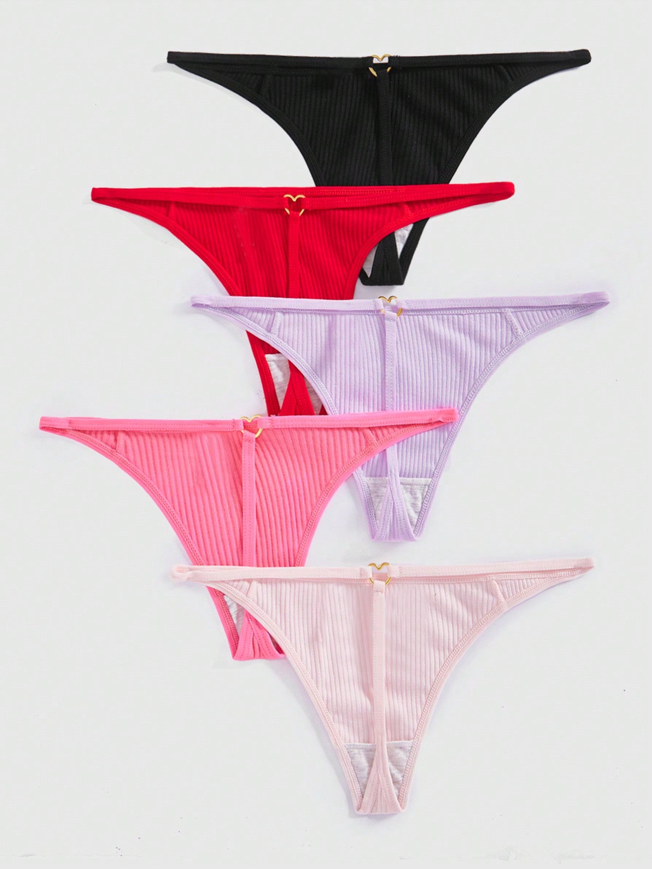 ثونج بنمط قلب رومانسي للنساء مع مجموعة إكسسوارات (5 قطع)