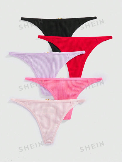 ثونج بنمط قلب رومانسي للنساء مع مجموعة إكسسوارات (5 قطع)